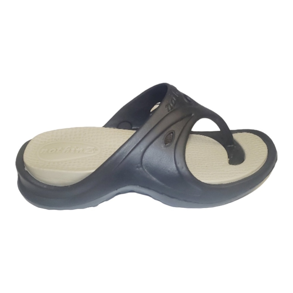 NothinZ Thongs Sandals Black Ergonomic Non Slip Beach Pool - Picture 3 of 8